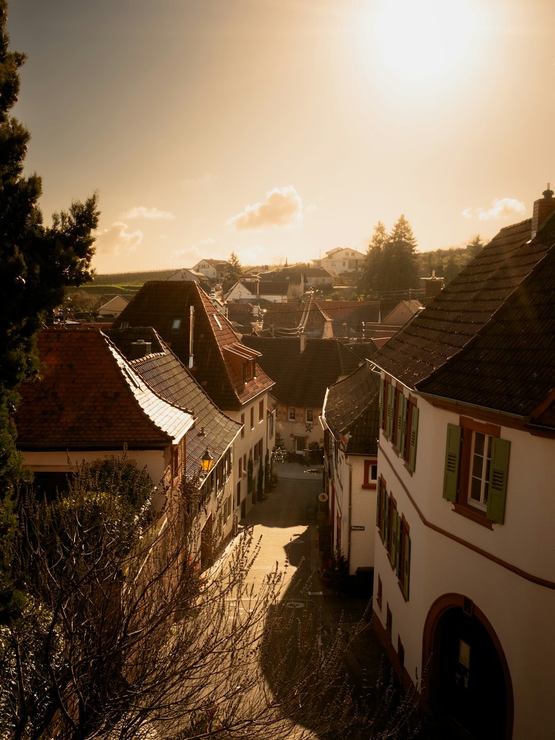 old city street at dusk