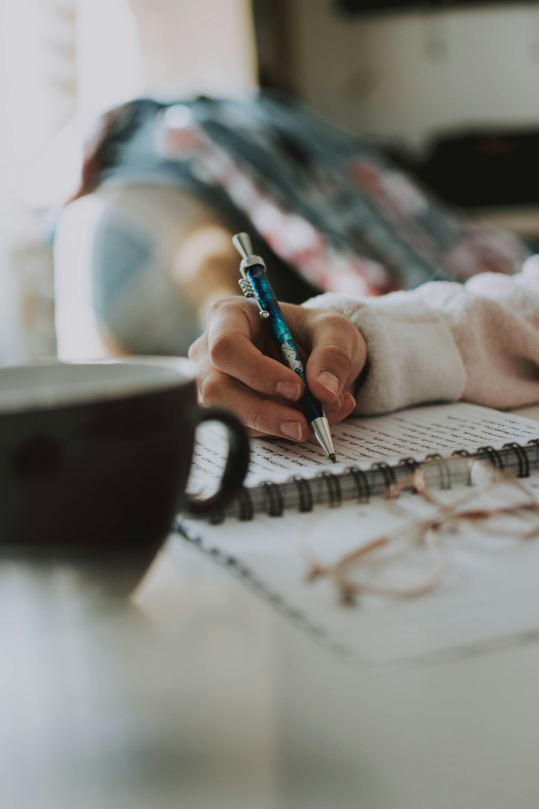 writer planning story plot on paper